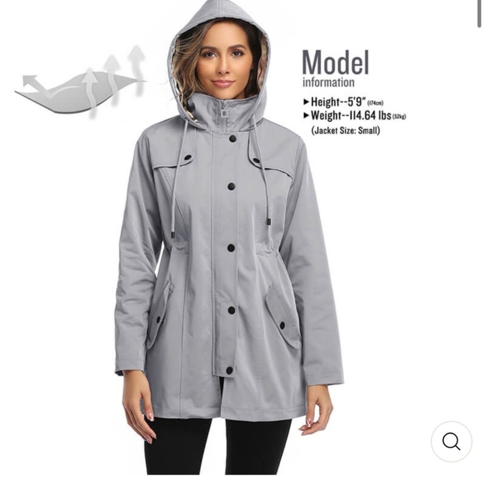 Two rain jackets. Women's Mauve Utility Jacket with Hood. - Picture 9 of 16